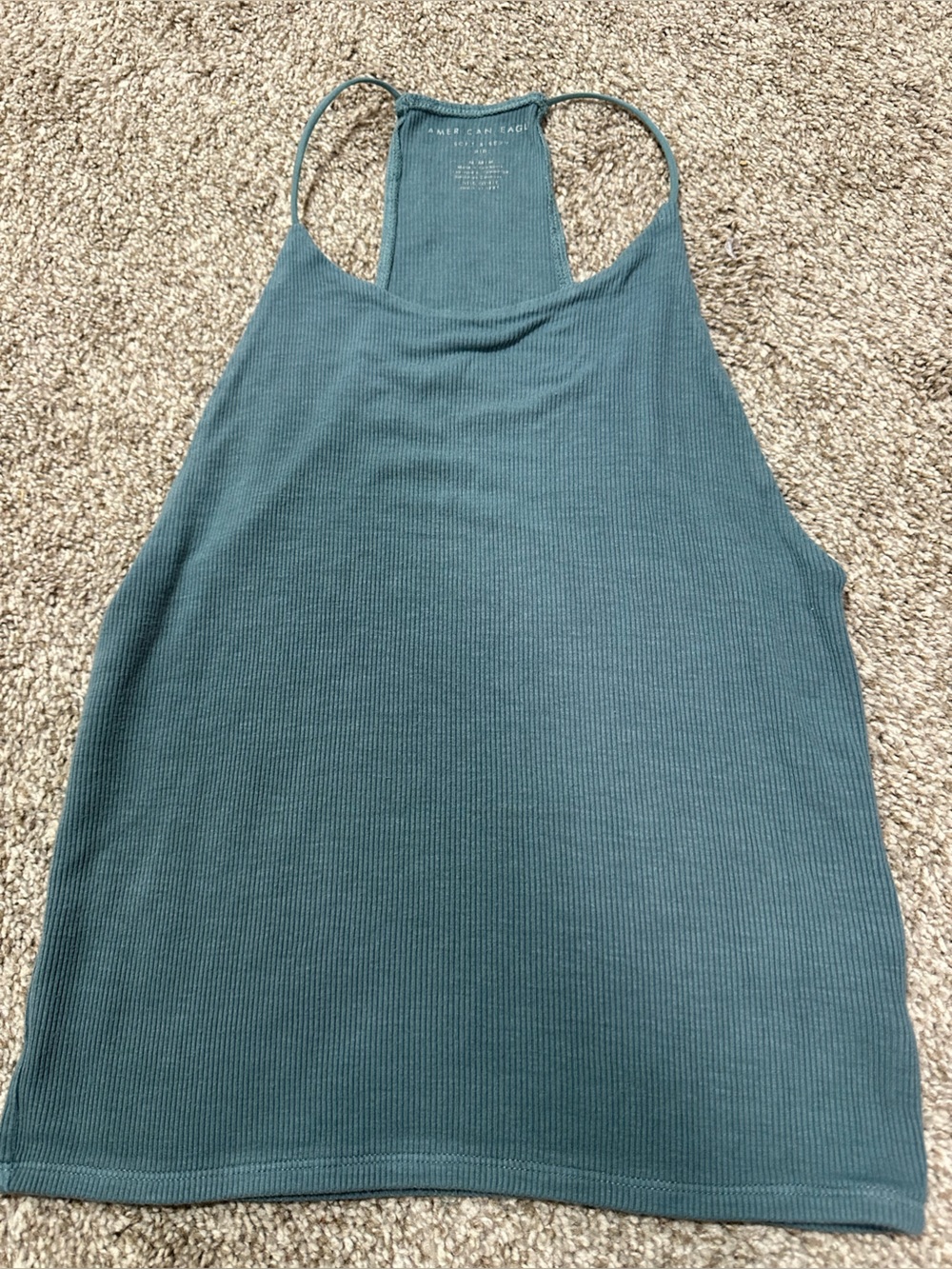 American Eagle Outfitters Teal Ribbed Racerback Tank